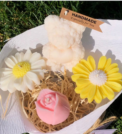 CANDELE “VASO CON FIORI”  medio - 4/6 fiori - varianti