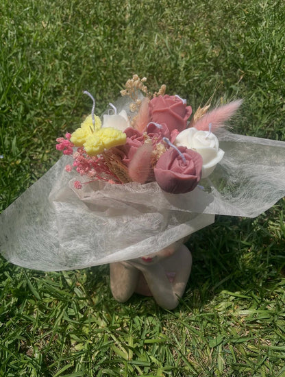 CANDELE “VASO CON FIORI”  medio - 4/6 fiori - varianti