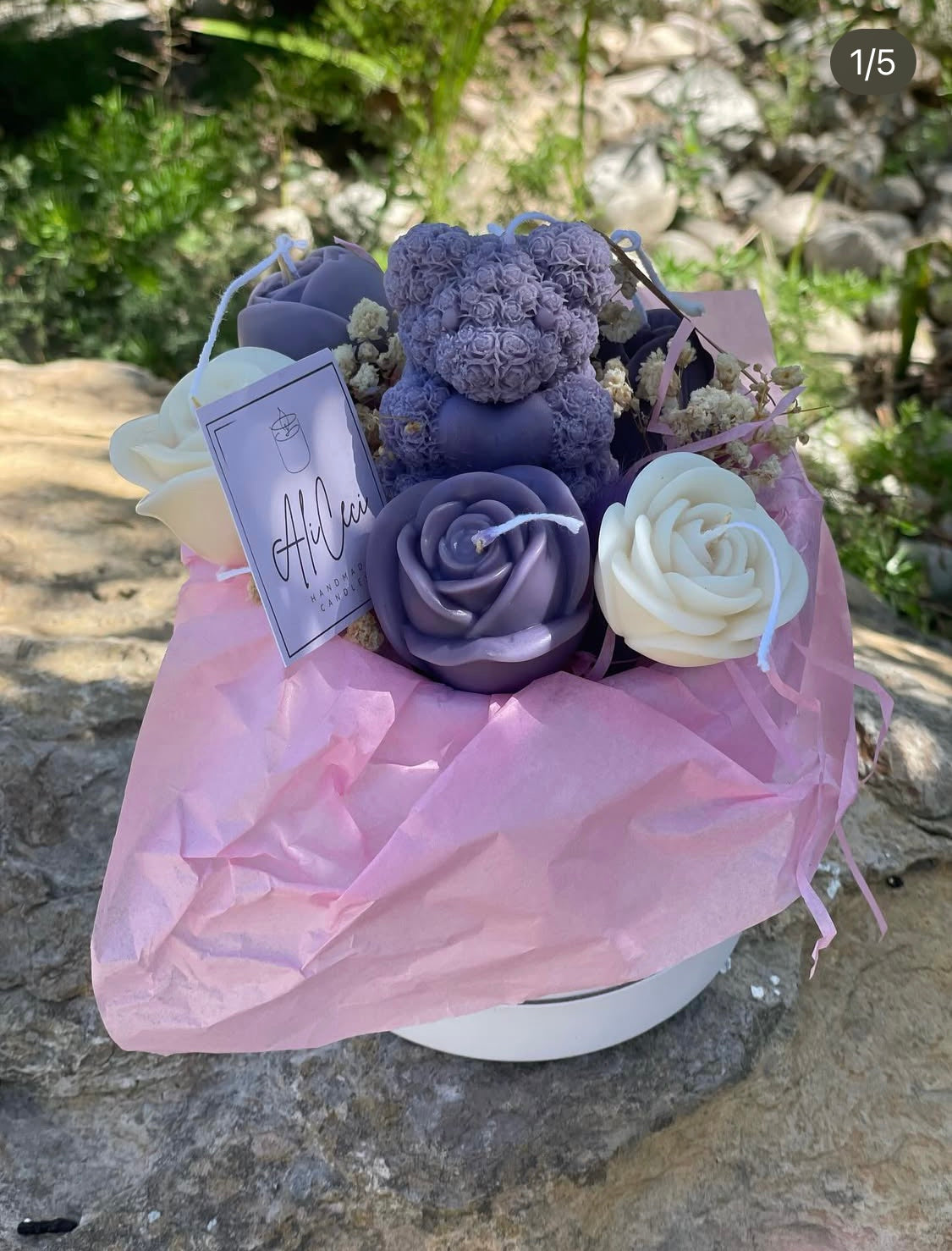 CANDELE “VASO CON FIORI”  medio - 4/6 fiori - varianti