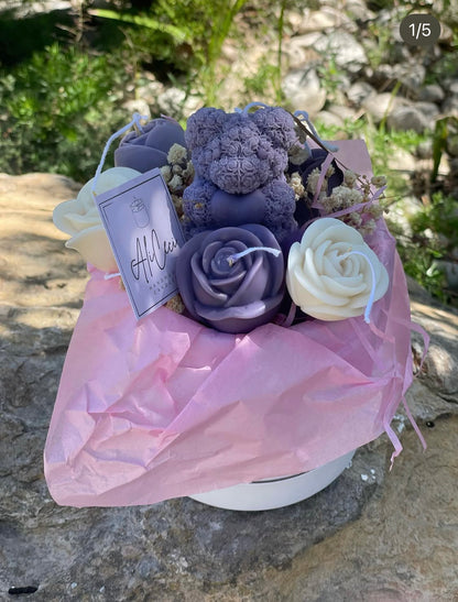 CANDELE “VASO CON FIORI”  medio - 4/6 fiori - varianti