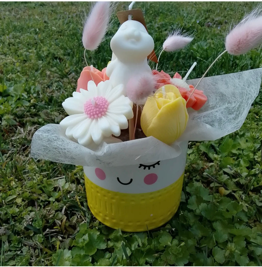 CANDELE “VASO CON FIORI”  medio - 4/6 fiori - varianti